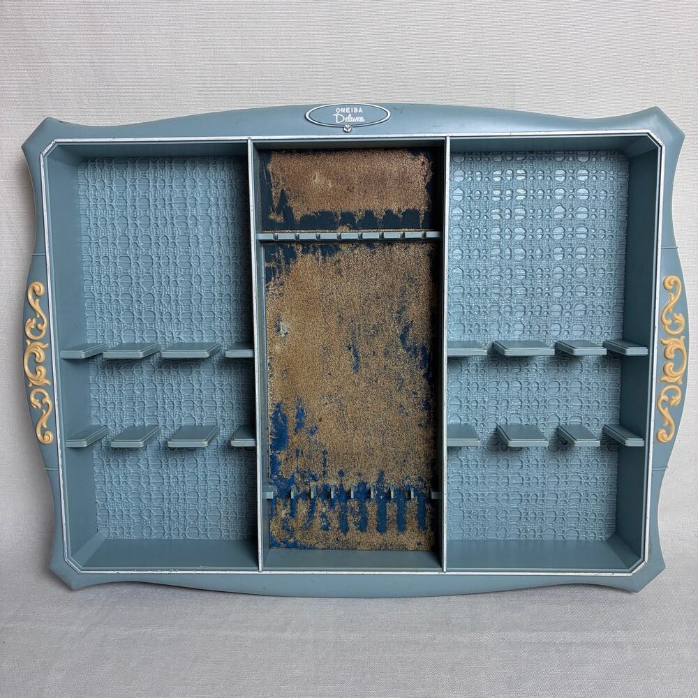Vintage Oneida Deluxe Plastic Flatware Tray Silverware Drawer Organizer 17x12